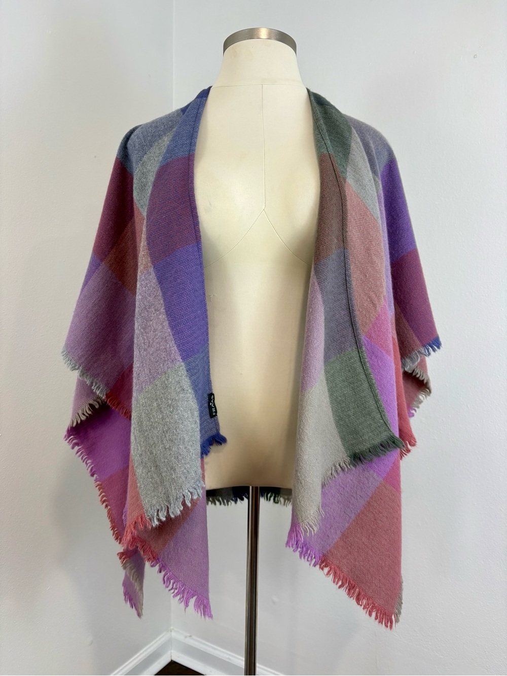 Fraas Multicolor Plaid Shawl Wrap